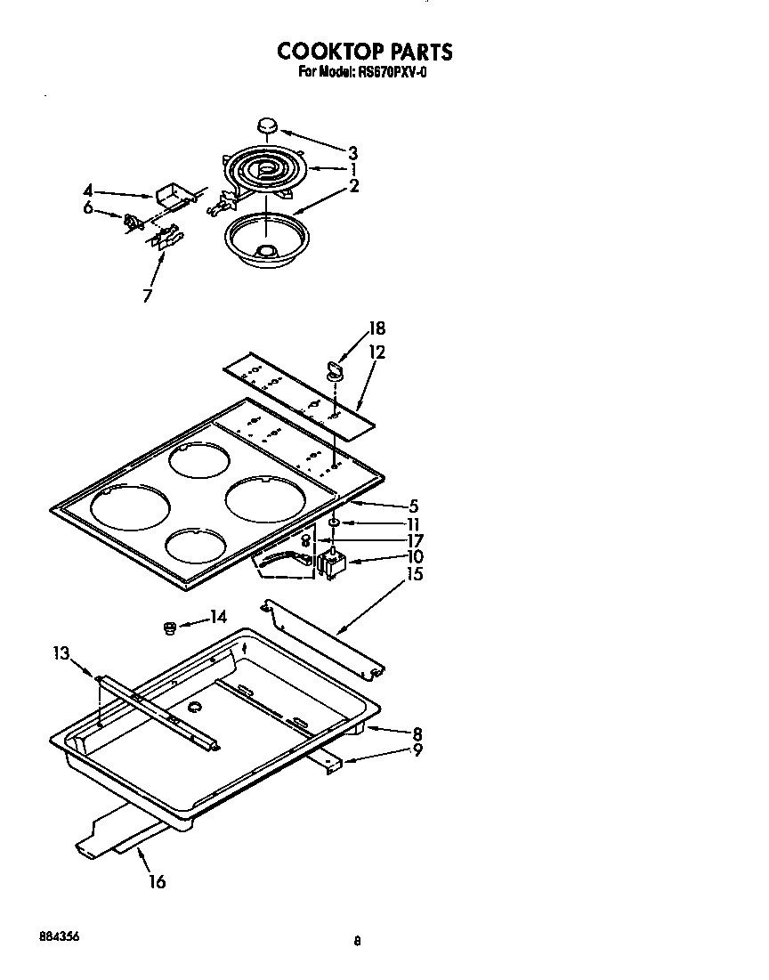 Whirlpool RS670PXV0 cooktop diagram