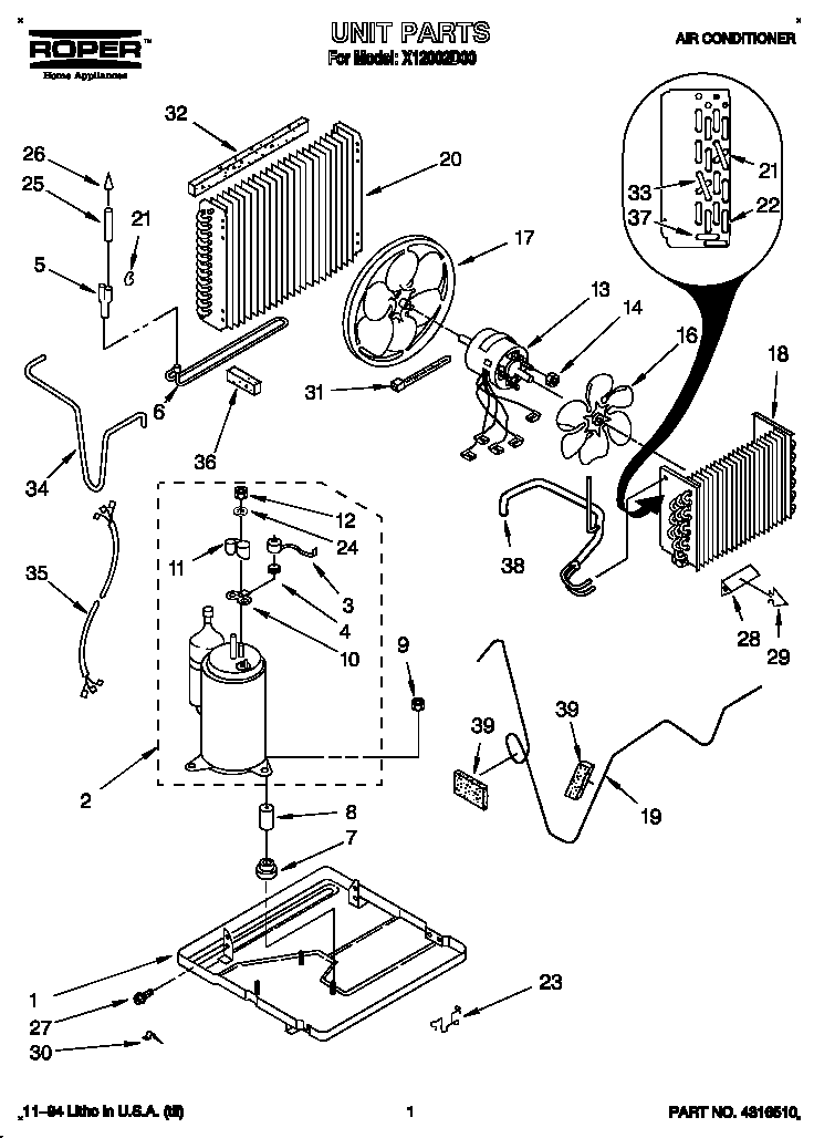 Roper X12002D00 unit diagram