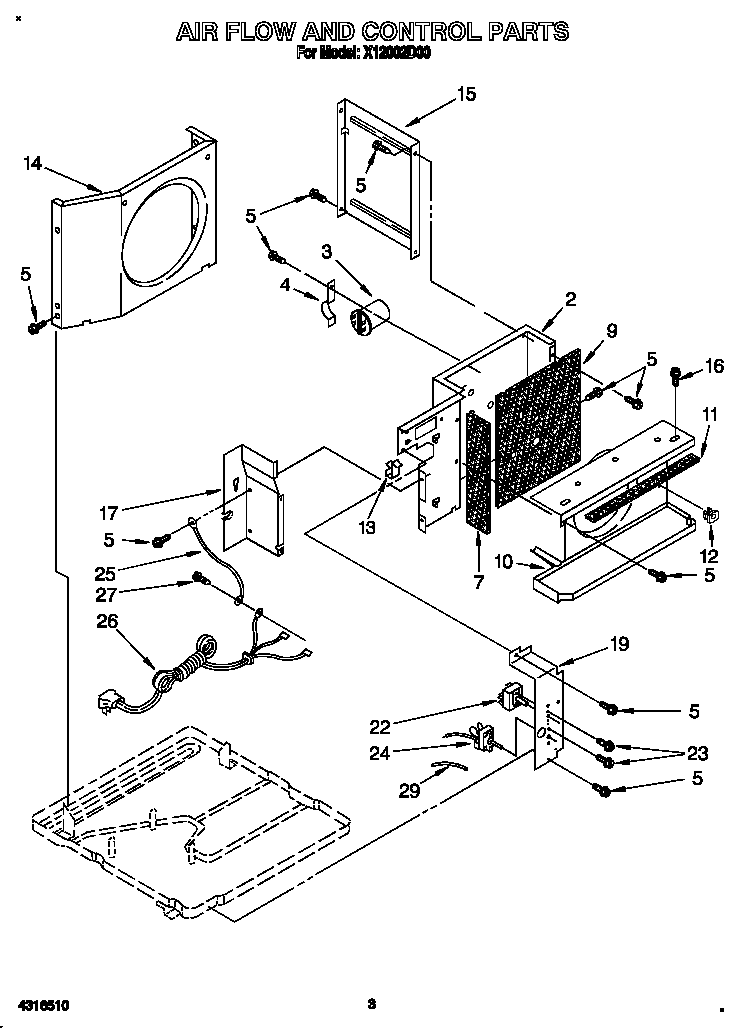 Roper X12002D00 air flow and control diagram
