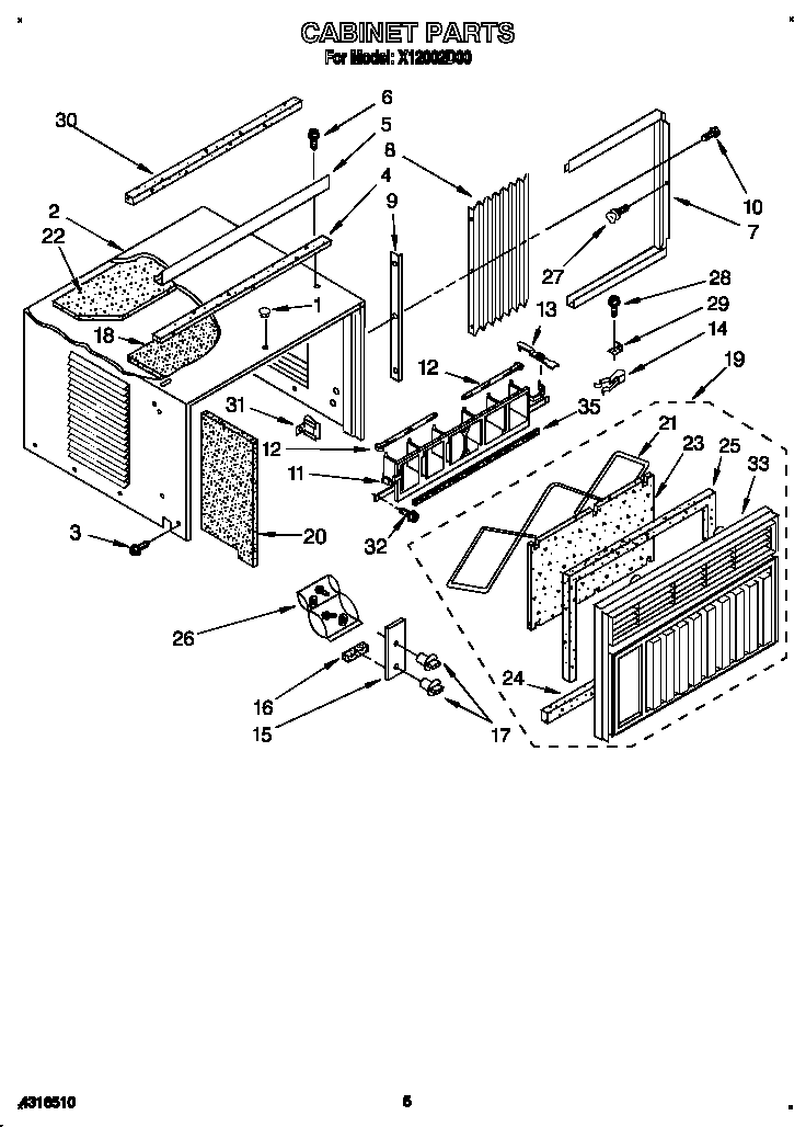 Roper X12002D00 cabinet diagram