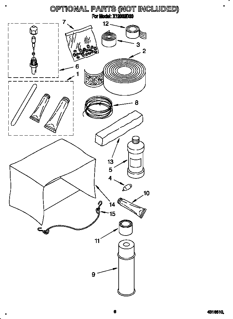 Roper X12002D00 optional parts diagram