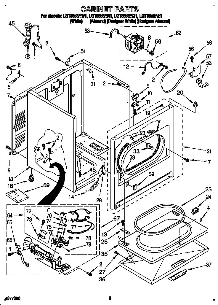Whirlpool LGT8858AN1 cabinet diagram