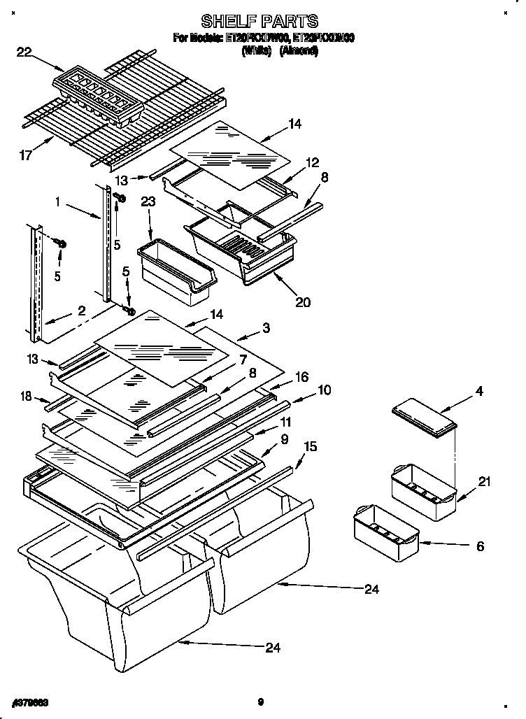 Whirlpool ET20PKXDN00 shelf diagram