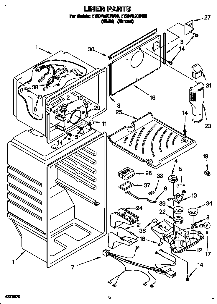 Whirlpool ET20PMXDW00 liner diagram