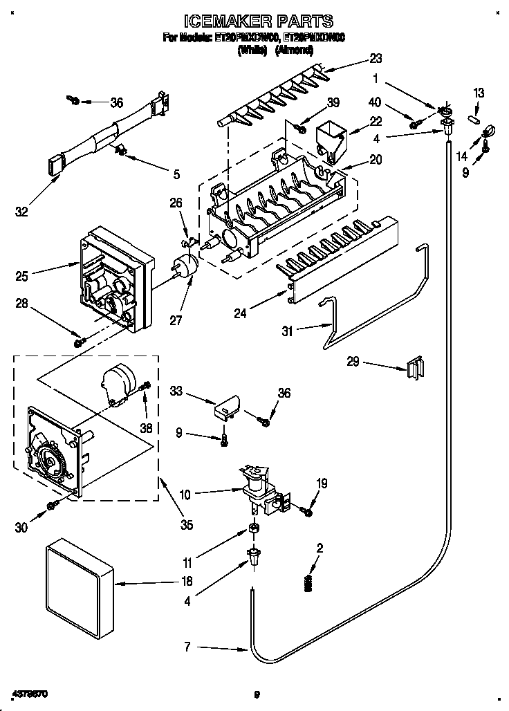 Whirlpool ET20PMXDW00 icemaker diagram