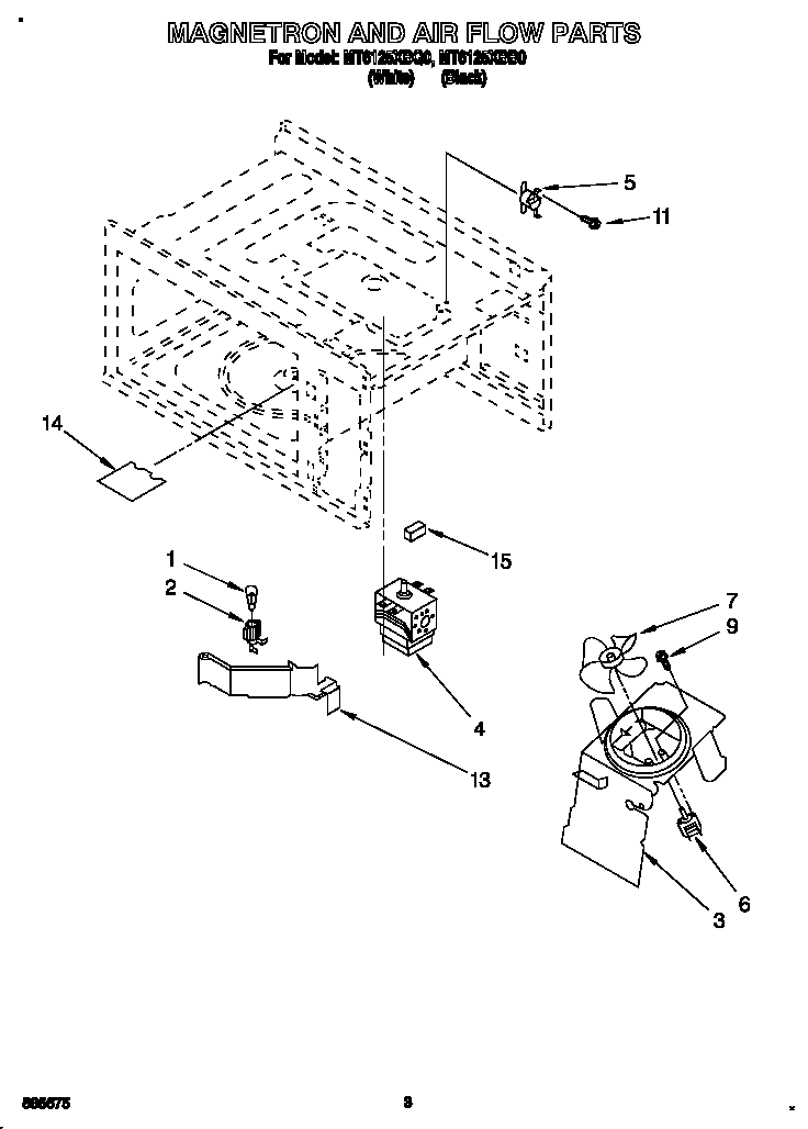 Whirlpool MT6125XBB0 magnetron and air flow diagram