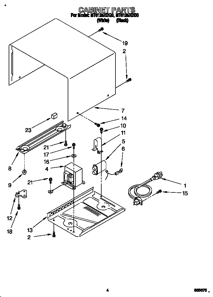 Whirlpool MT6125XBB0 cabinet diagram