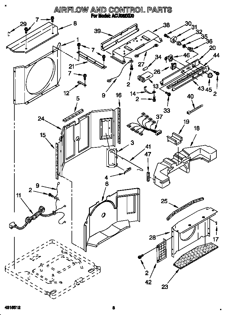 Whirlpool ACU082XD0 airflow and control diagram