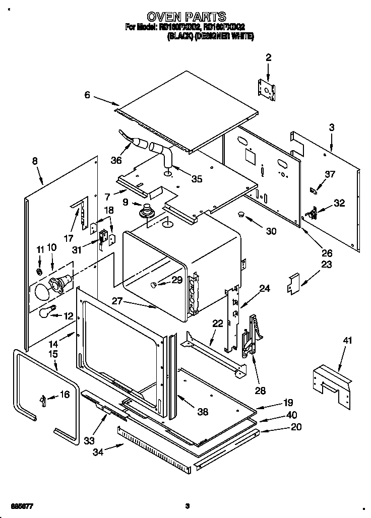 Whirlpool RB160PXBB2 oven diagram
