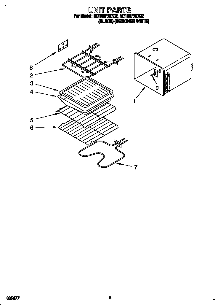 Whirlpool RB160PXBB2 unit diagram