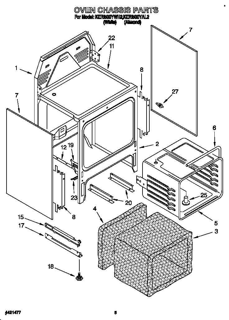 KitchenAid KERI500YWH2 oven chassis diagram