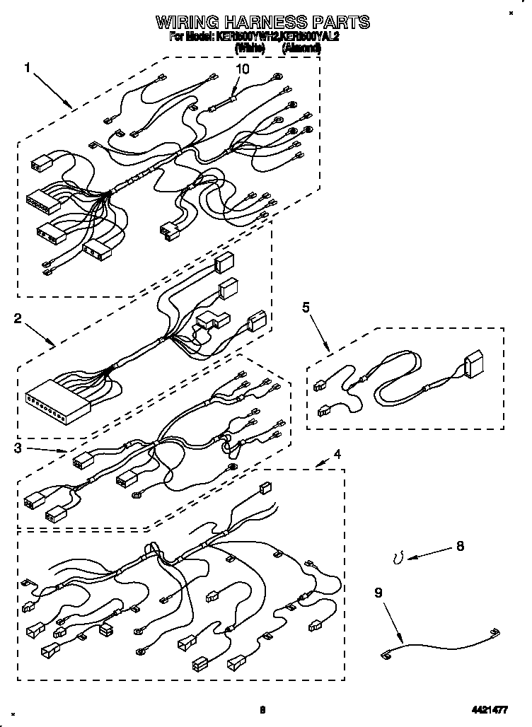 KitchenAid KERI500YWH2 wiring harness diagram