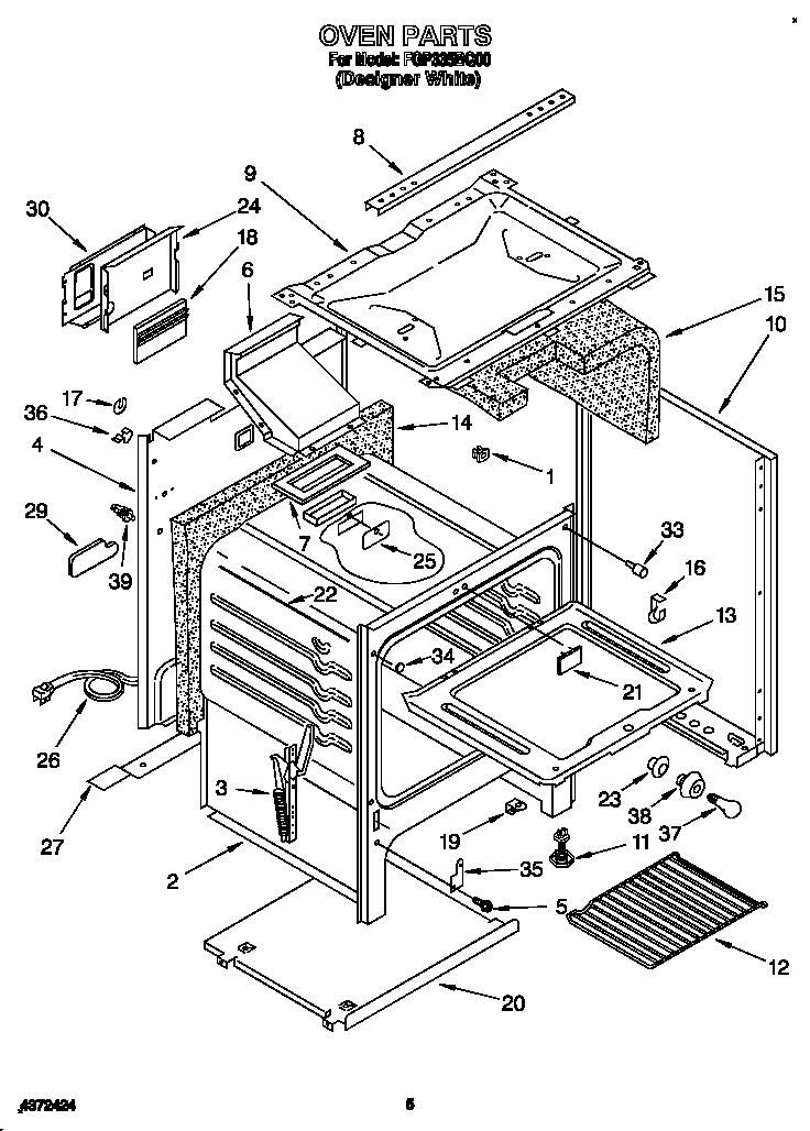 Roper FGP335BQ00 oven diagram