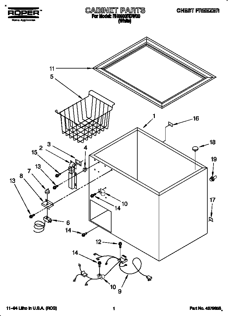 Roper RH0500RDW00 cabinet diagram