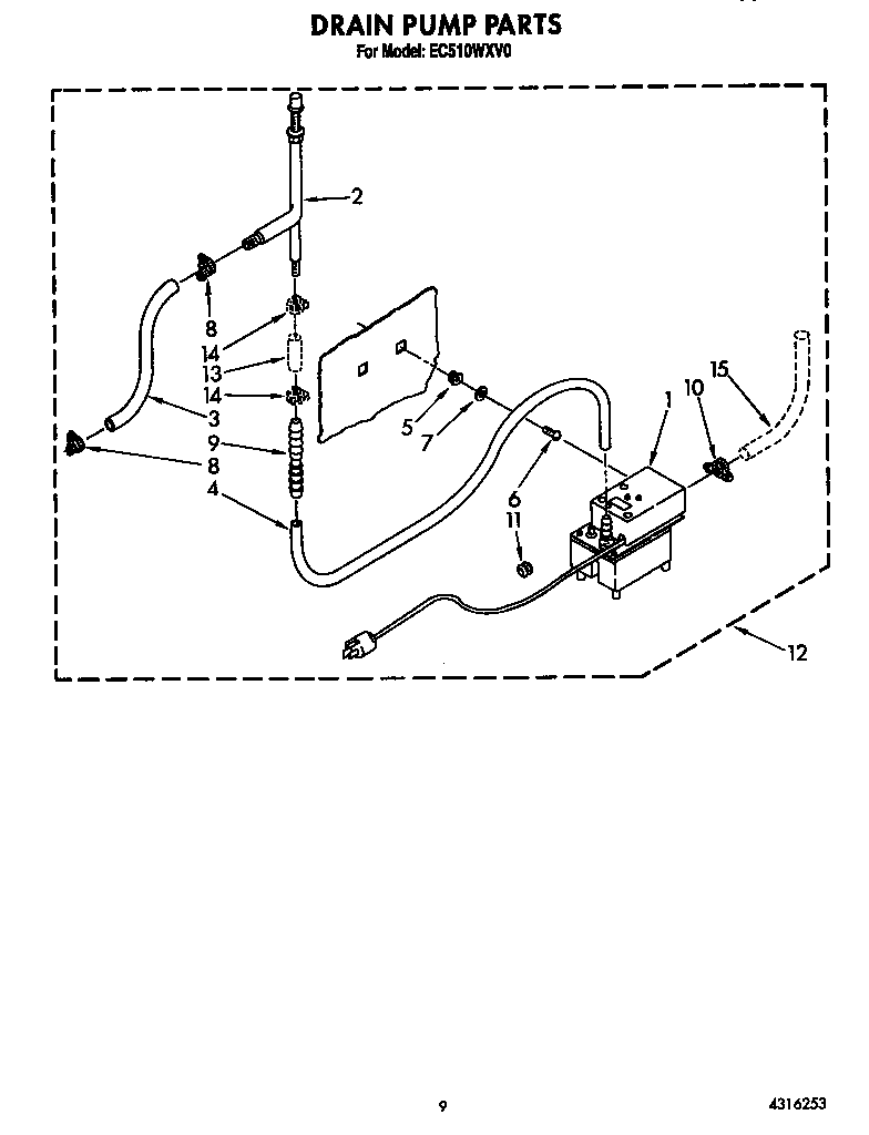 Whirlpool EC510WXV0 drain pump diagram