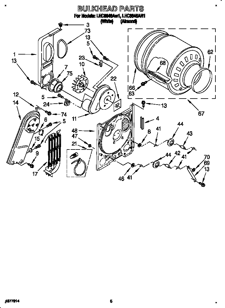 Whirlpool LEC6646AN1 bulkhead diagram