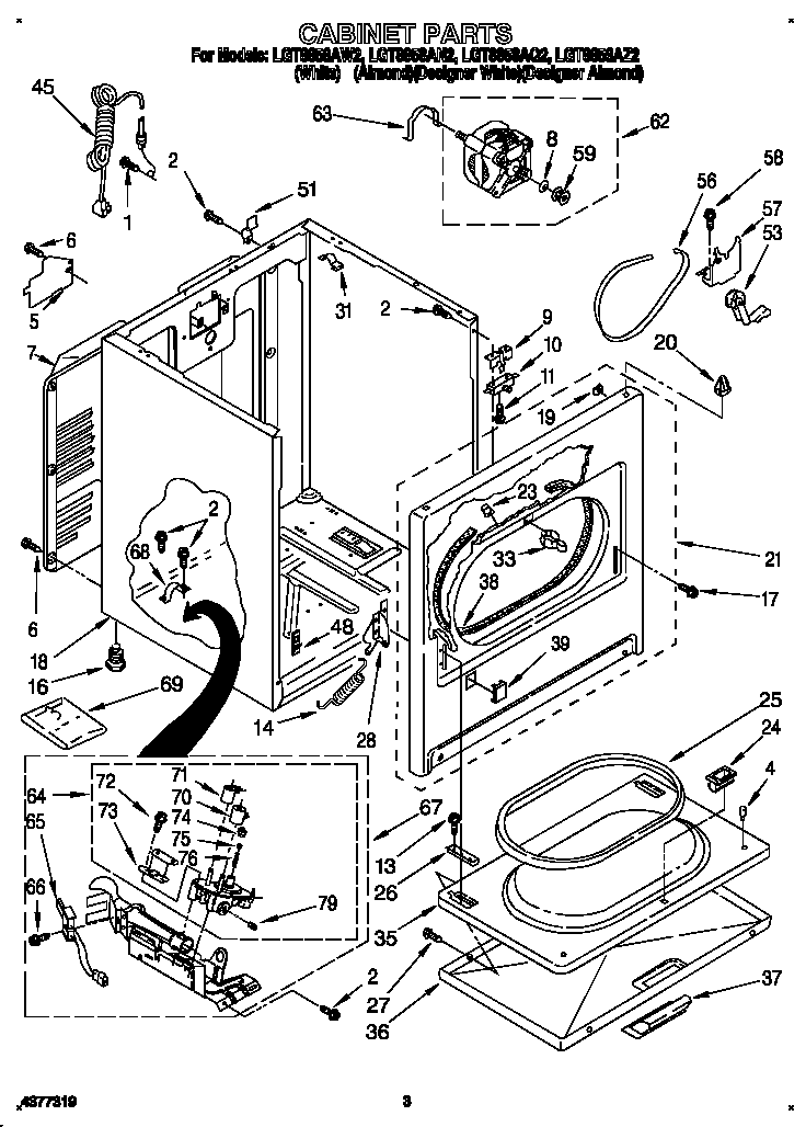 Whirlpool LGT8858AZ2 cabinet diagram