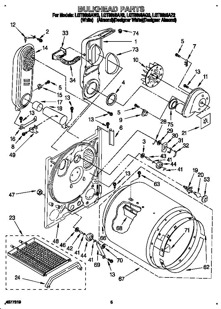Whirlpool LGT8858AZ2 bulkhead diagram