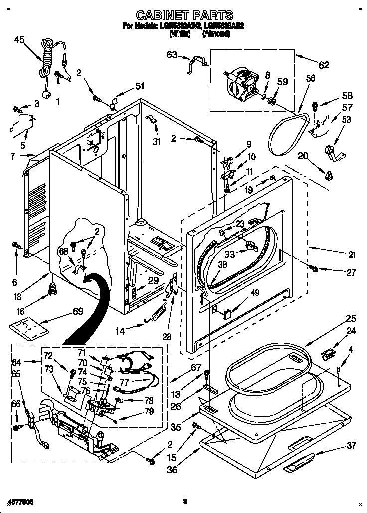 Whirlpool LGR5638AN2 cabinet diagram