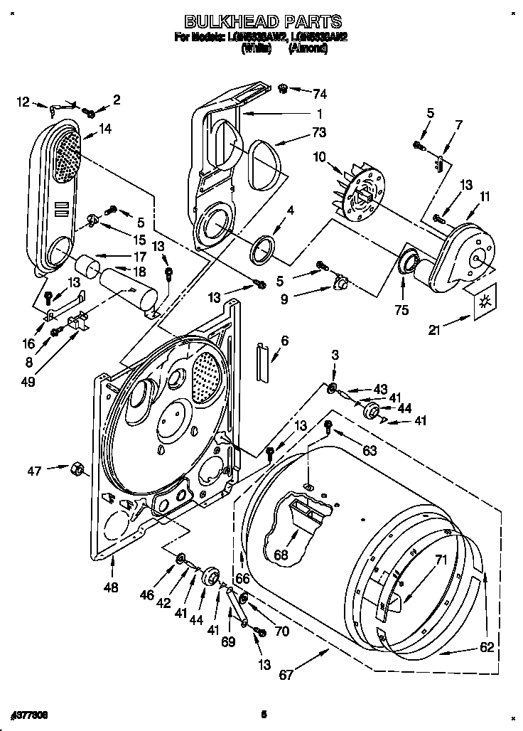 Whirlpool LGR5638AN2 bulkhead diagram