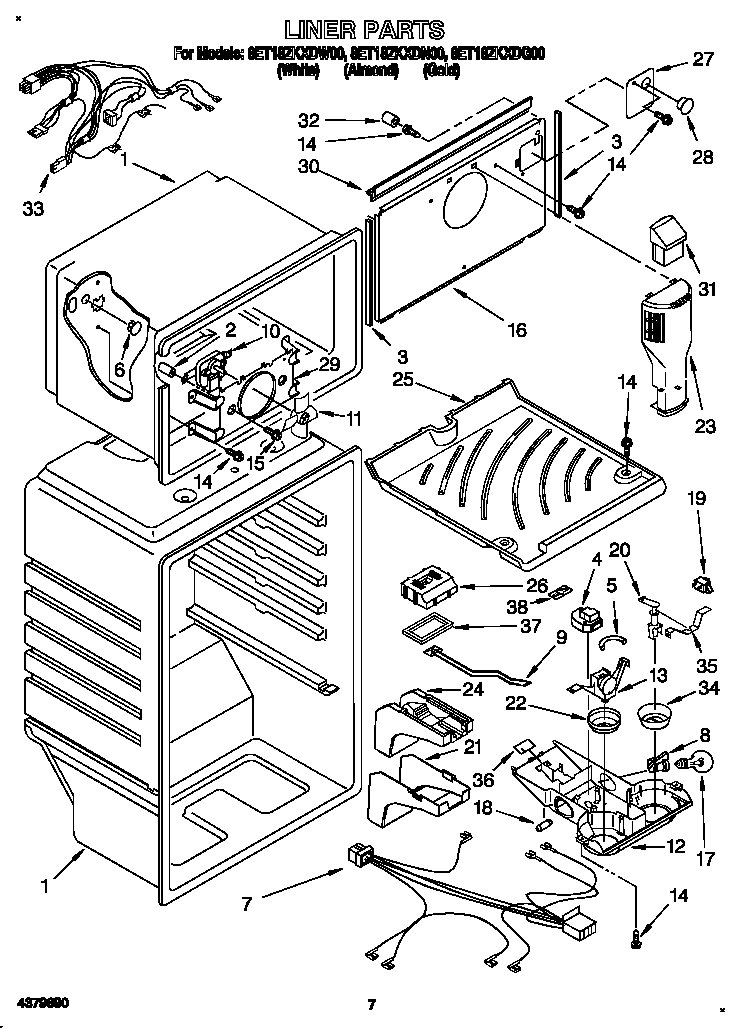 Whirlpool 8ET18ZKXDW00 liner diagram