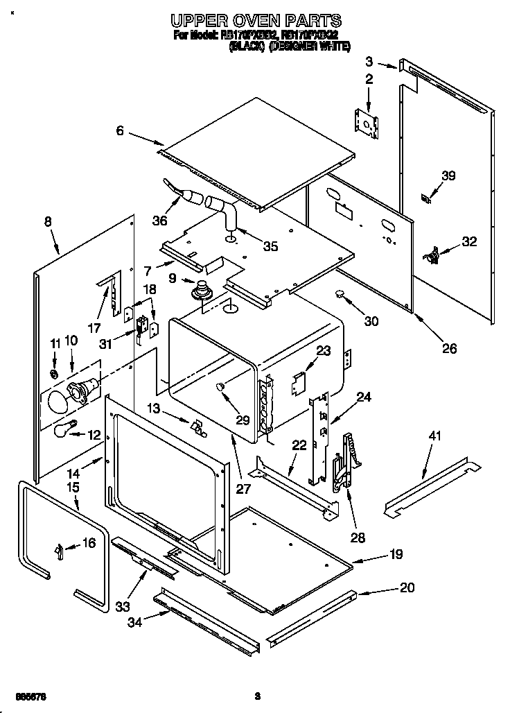 Whirlpool RB170PXBQ2 upper oven diagram