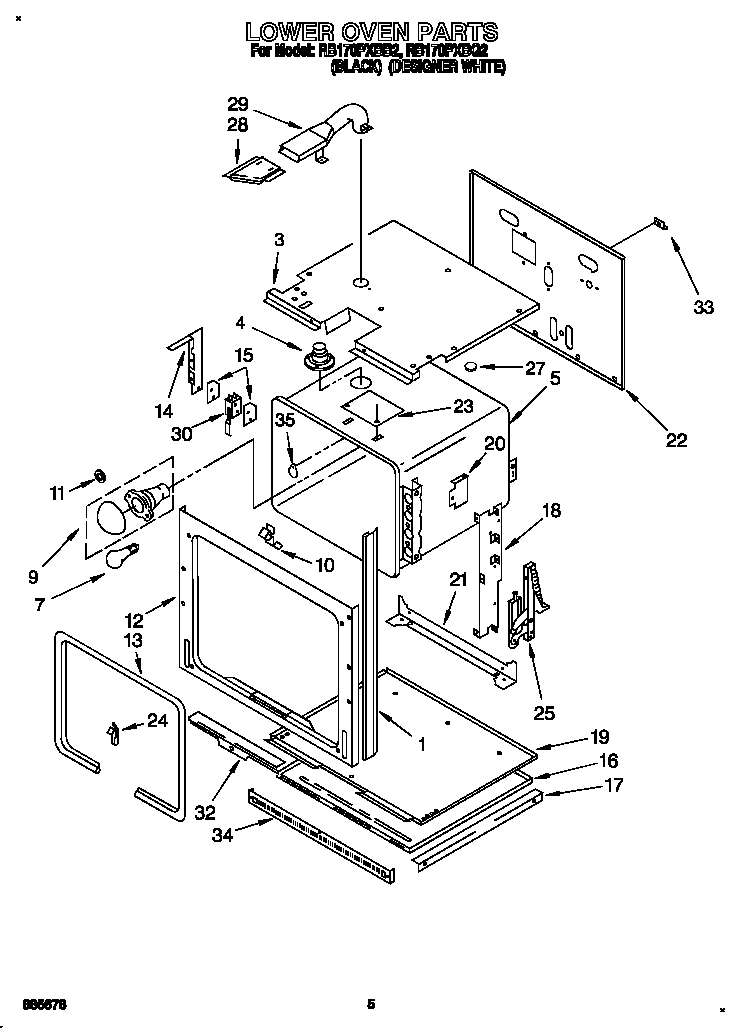 Whirlpool RB170PXBQ2 lower oven diagram