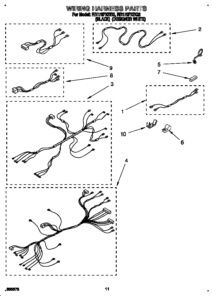 Whirlpool RB170PXBQ2 wiring harness diagram