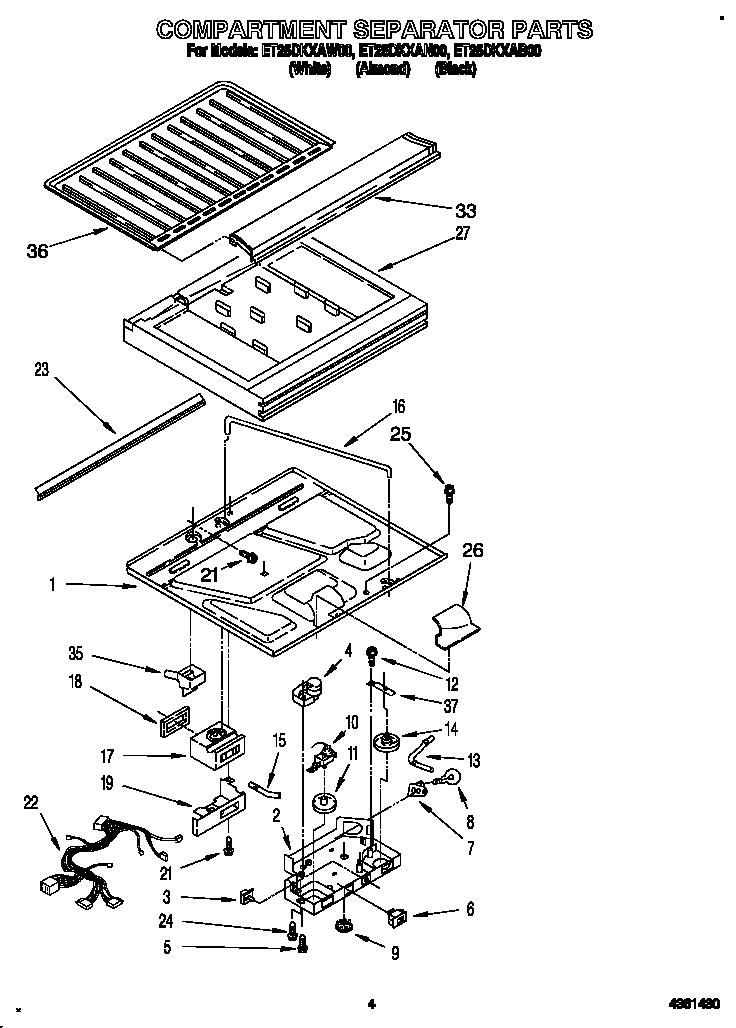 Whirlpool ET25DKXAB00 compartment separator diagram