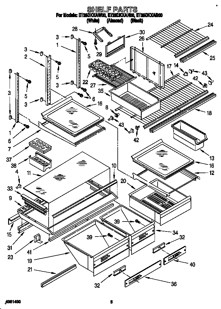 Whirlpool ET25DKXAB00 shelf diagram