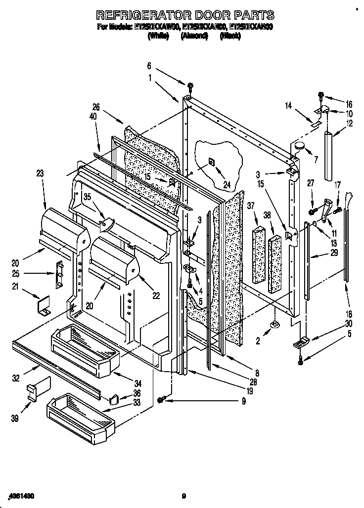 Whirlpool ET25DKXAB00 refrigerator door diagram