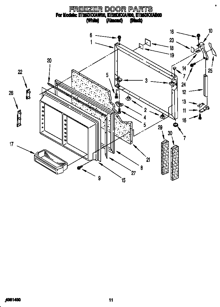 Whirlpool ET25DKXAB00 freezer door diagram