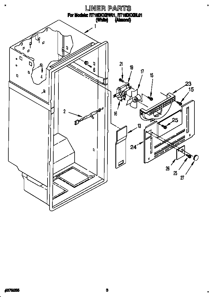 Roper RT18DKXBW01 liner diagram