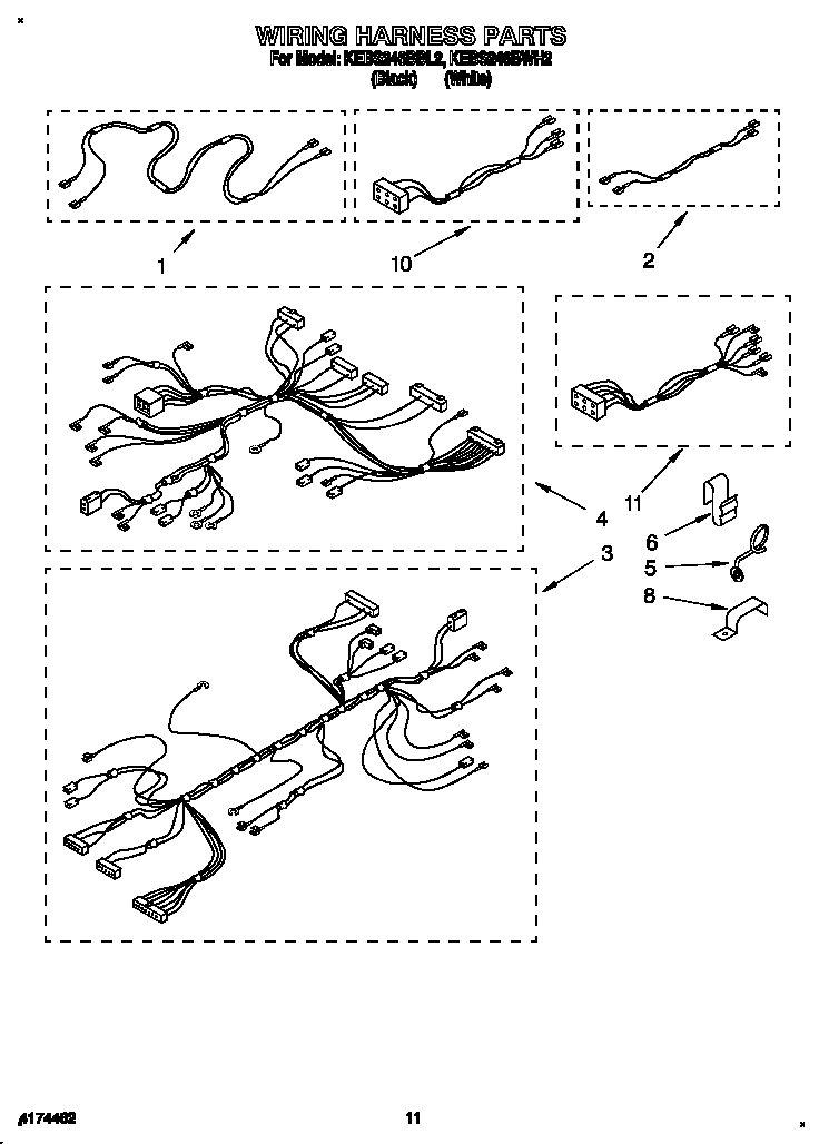 KitchenAid KEBS246BBL2 wiring harness diagram