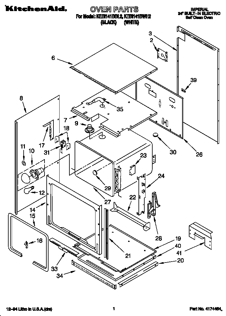 KitchenAid KEBI141BWH2 oven diagram