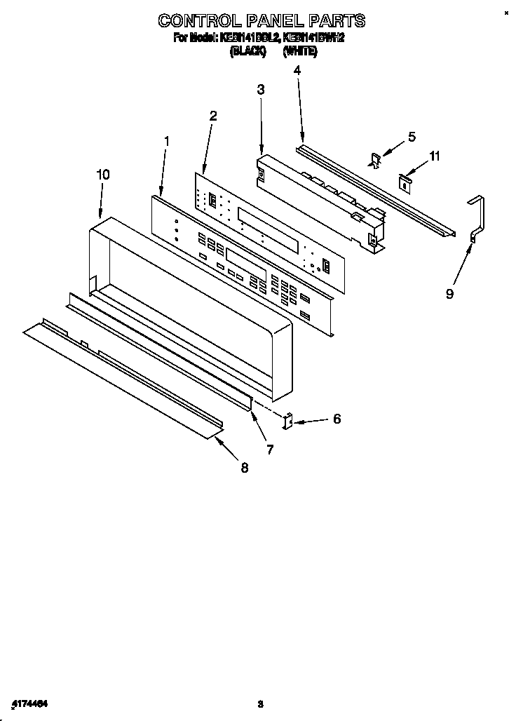 KitchenAid KEBI141BWH2 control panel diagram
