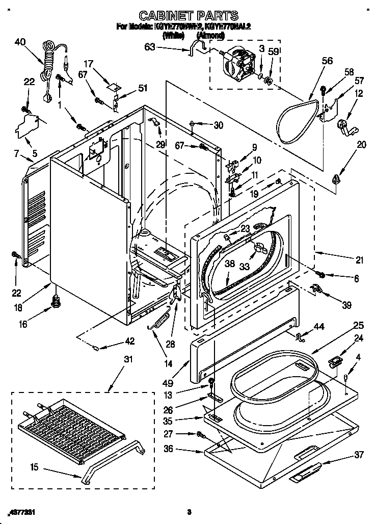 KitchenAid KGYE770BWH2 cabinet diagram