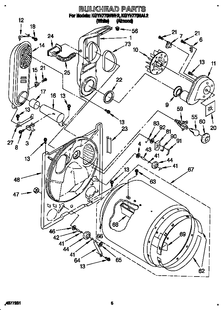 KitchenAid KGYE770BWH2 bulkhead diagram