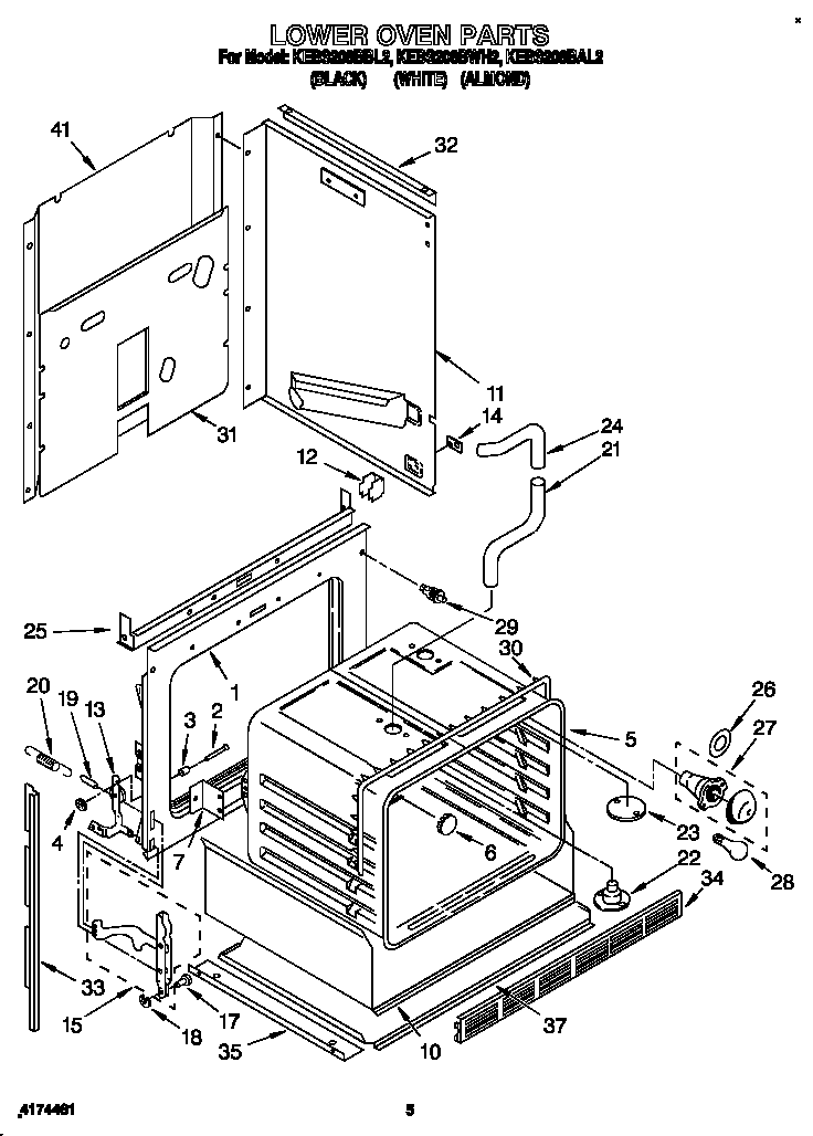 KitchenAid KEBS208BAL2 lower oven diagram