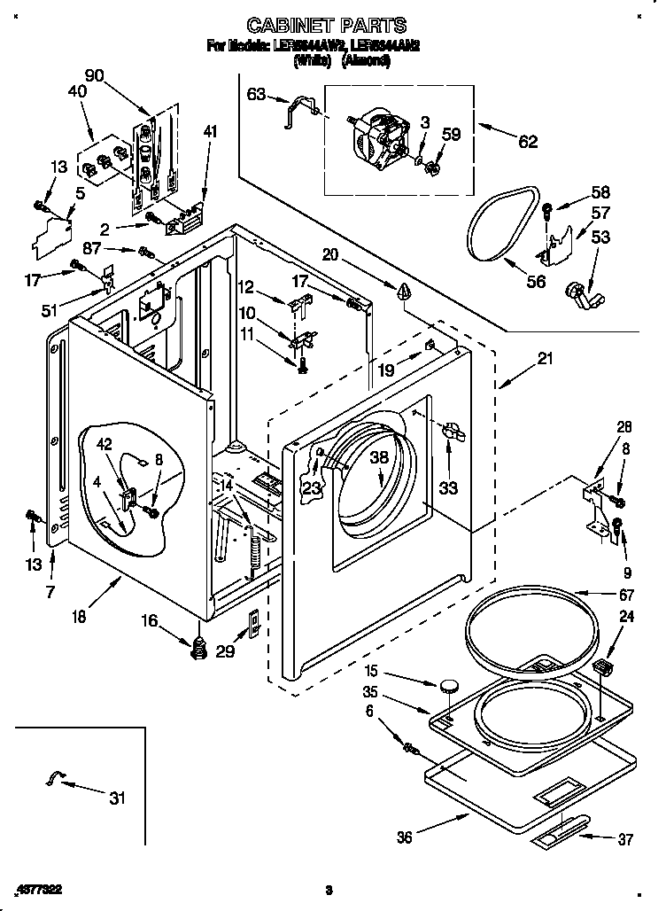 Whirlpool LER5644AW2 cabinet diagram