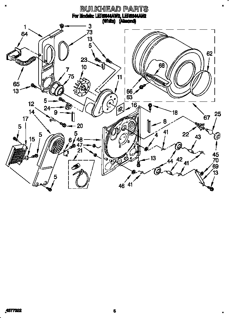 Whirlpool LER5644AW2 bulkhead diagram
