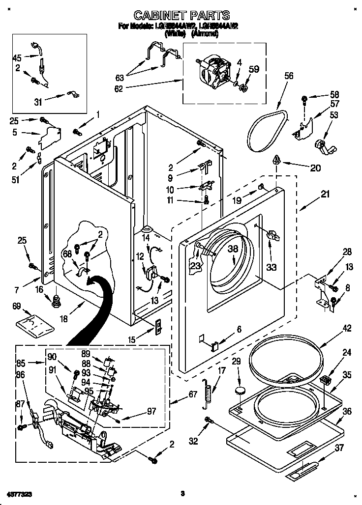 Whirlpool LGR5644AW2 cabinet diagram