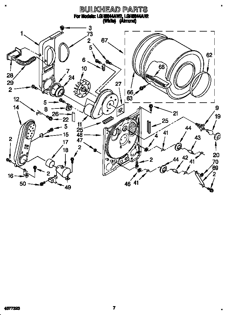 Whirlpool LGR5644AW2 bulkhead diagram