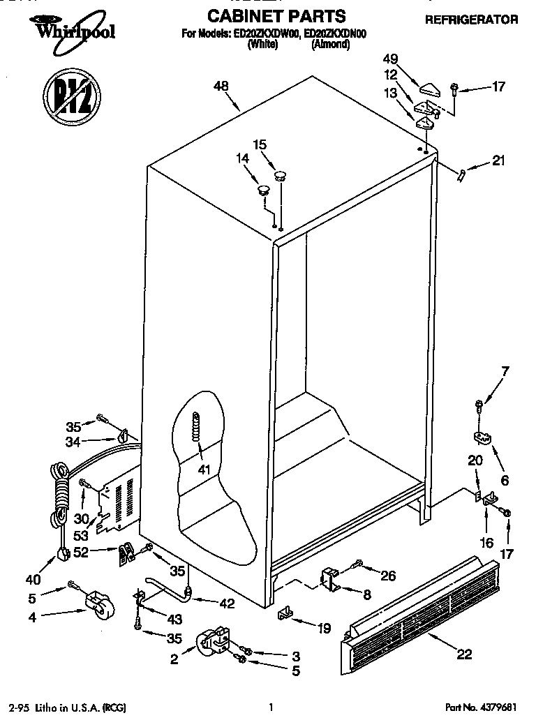 Whirlpool ED20ZKXDW00 cabinet diagram