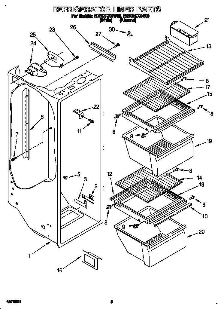 Whirlpool ED20ZKXDW00 refrigerator liner diagram