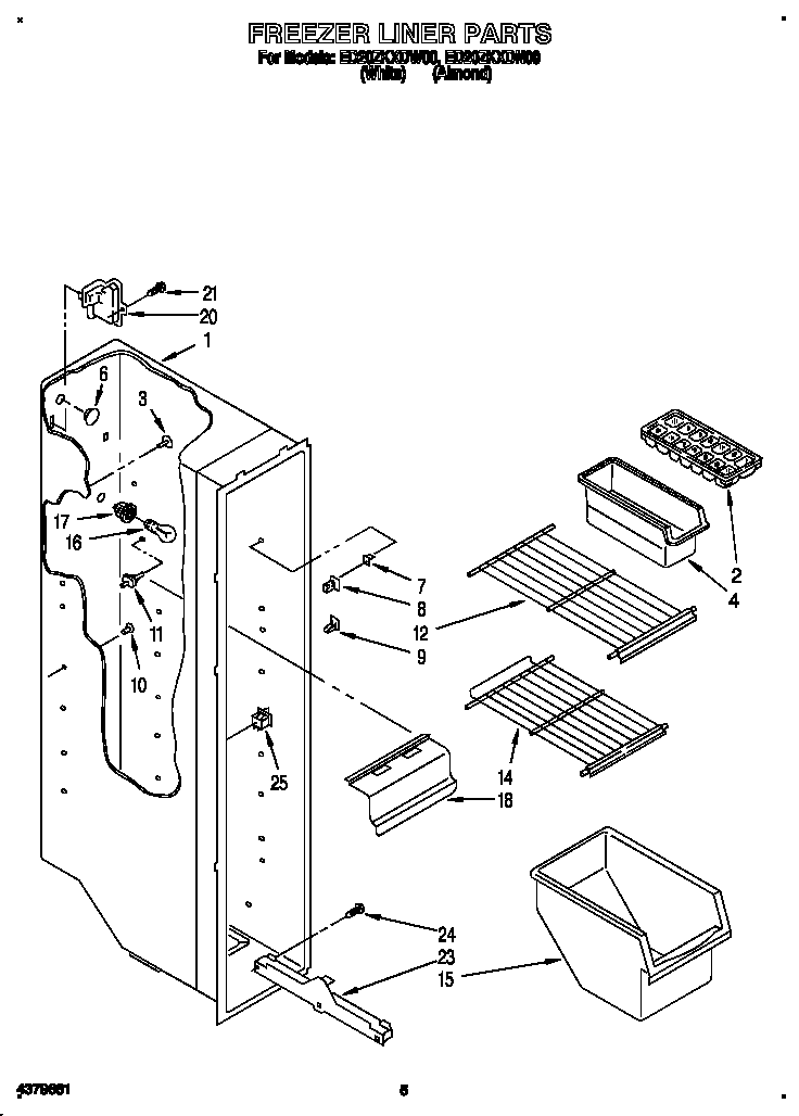 Whirlpool ED20ZKXDW00 freezer liner diagram