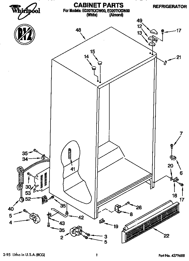 Whirlpool ED20TKXDN00 cabinet diagram