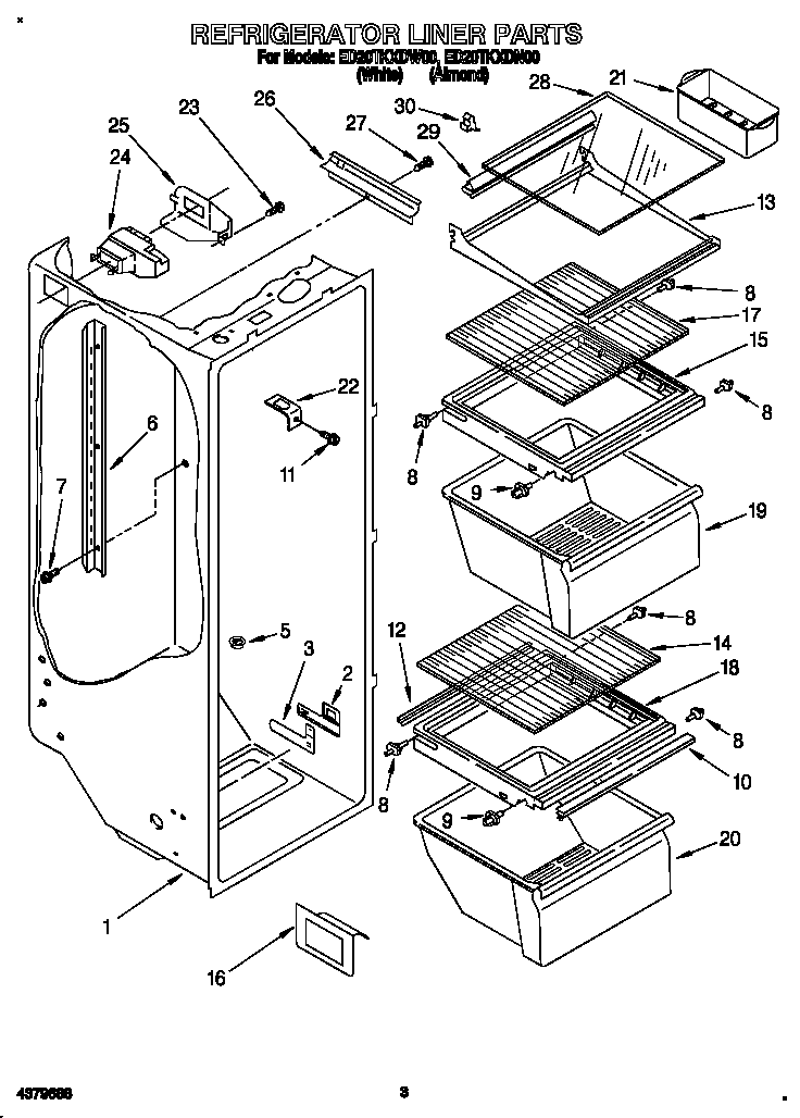 Whirlpool ED20TKXDN00 refrigerator liner diagram