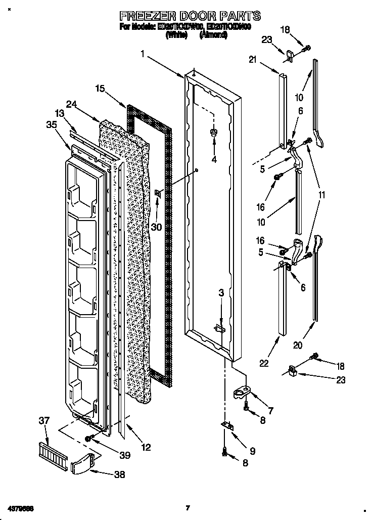 Whirlpool ED20TKXDN00 freezer door diagram