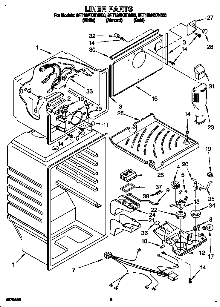 Whirlpool 8ET18NKXDG00 liner diagram